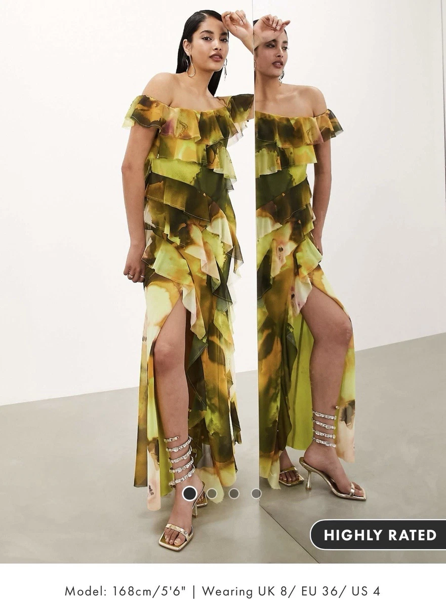 asos edition floral embroidered tiered maxi dress in lemon ASOS EDITION floral embroidered mesh midi dress with blouson sleeves in lemon