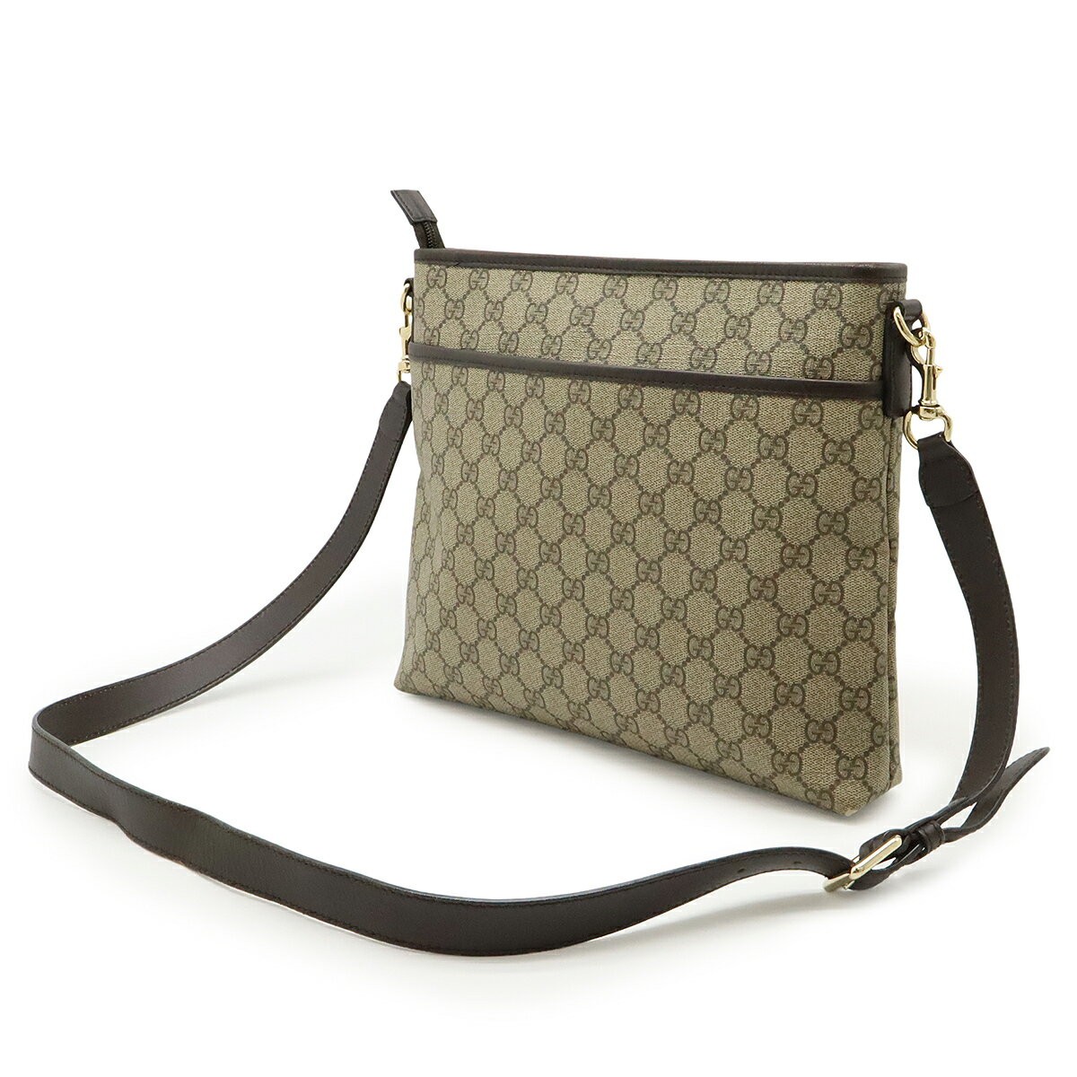 Gucci GG Supreme Shoulder Bag Crossbody PVC Leather Beige Dark Brown Gold thumbnail 10