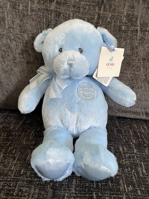 Gund Baby Mein erster Teddy klein blau 58897 Stofftier Plüsch Satin Füße Brandneu mit Etikett NEU