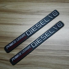 2X Set For V8 Powerstroke Diesel Door Emblem Name Plate Side Badges Chrome