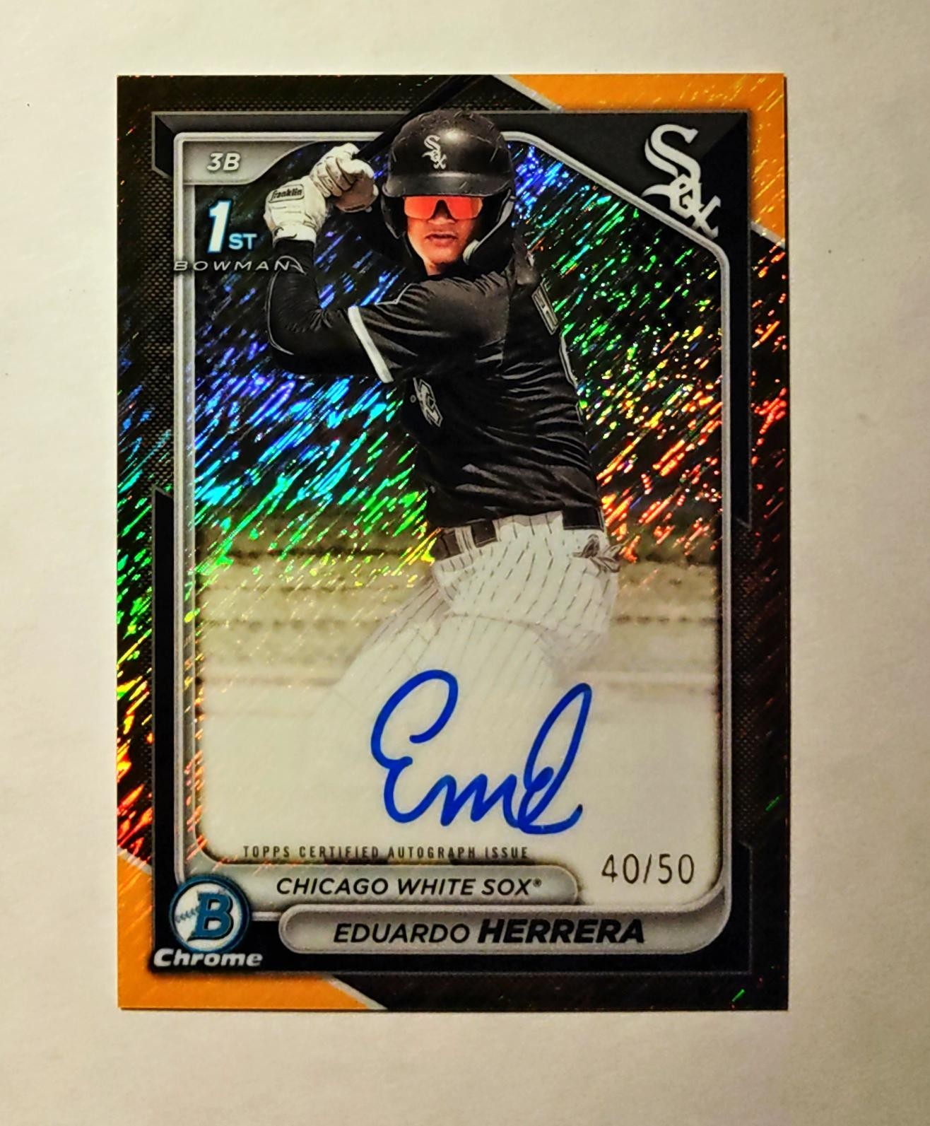 Eduardo Herrera 2024 1st Bowman Chrome AUTO GOLD Shimmer REFRACTOR 40/50 RC L6