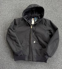 Mens Vintage Carhartt Black Canvas Hooded Jacket Small J133