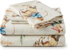 Bronco Twin Sheet Set, 3 Piece Cotton Western Bedding, Rust Tan Blue Green, Deep