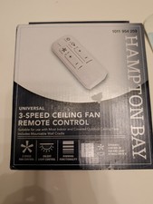 Hampton Bay 99130 White Universal 3-Speed Ceiling Fan Remote Control w/ Dimmer