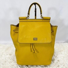 Dolce & Gabbana Backpack Handbag Drawstring Logo Plate Leather 151357K Authentic