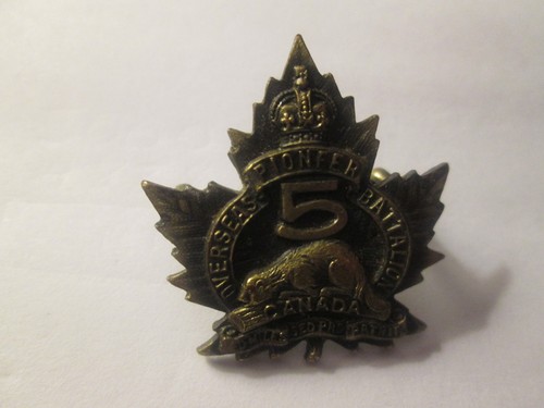 Canada WWI Collar Badge 5th Pioneer Battalion