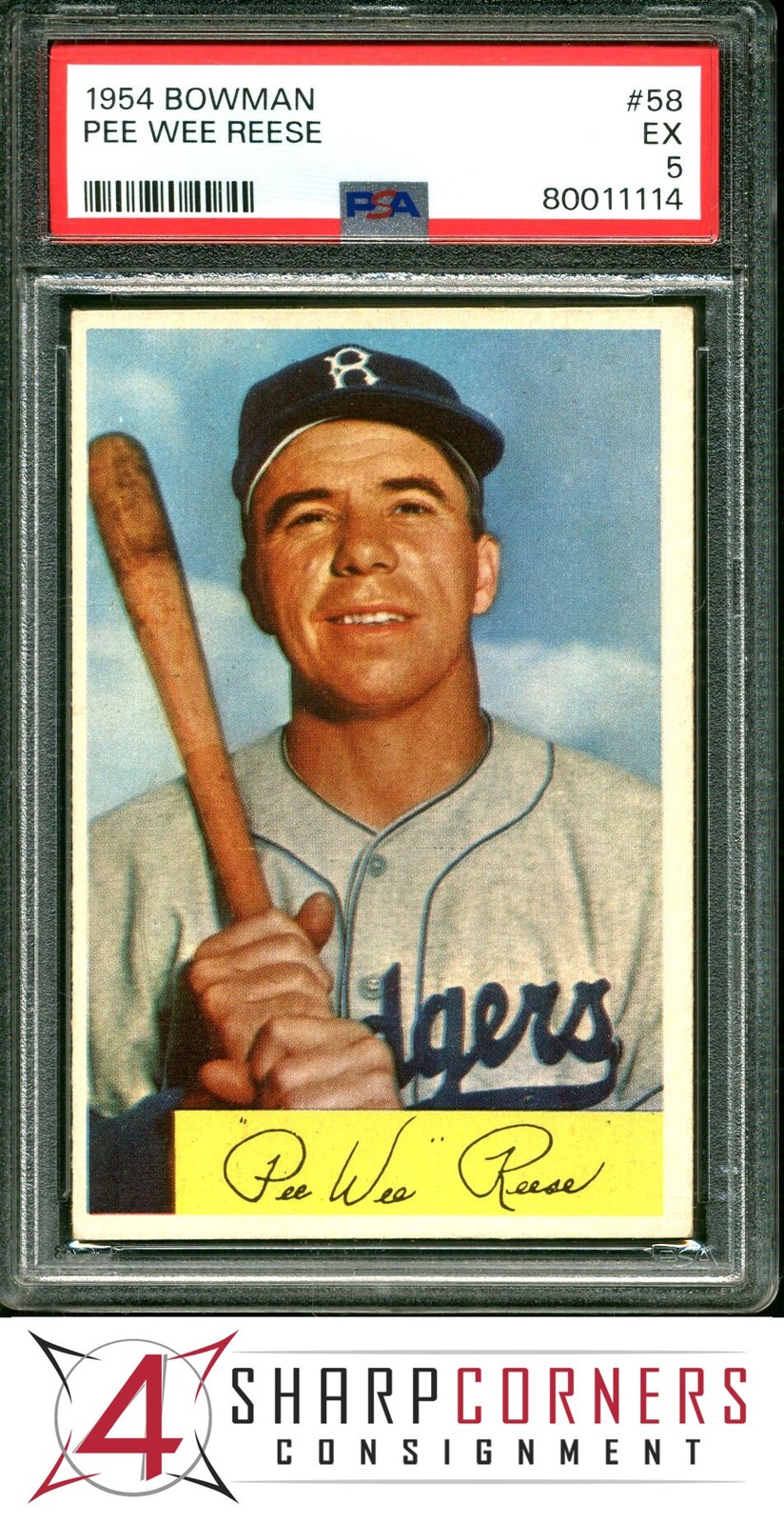1954 BOWMAN #58 PEE WEE REESE DODGERS HOF PSA 5