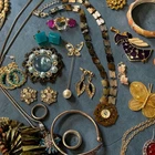 Lot of Vintage to Modern Wearable Costume Jewelry Mixed Metals Materials 1 LB