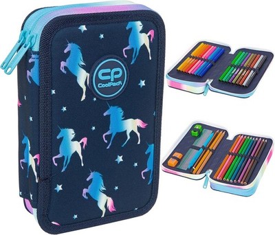 COOLPACK 2-fache Federtasche Federmappe 35-teilig Federmäppchen - Einhorn Motiv