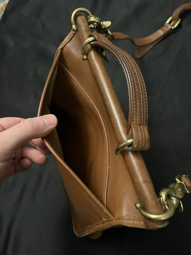 VTG Coach Willis British Tan Leather Turnlock Flap Satchel Crossbody Bag 9927 - Picture 14 of 16