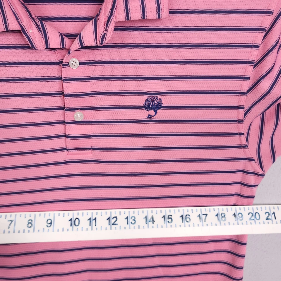 Camisa polo masculina de golfe Dunning tamanho M rosa listrada manga curta desempenho - Imagem 4 de 4