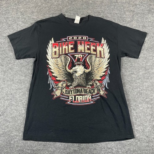 Gildan T Shirt Mens Large Black Short Sleeve Daytona Beach Bike Week 2020 Biker