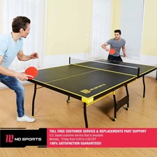 Official Size Indoor Tennis Ping Pong Table 2 Paddles Balls Black Yellow NEW