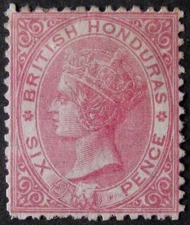 British Honduras 1872 6d rose, fine unused. Sg.9. Cat £450.