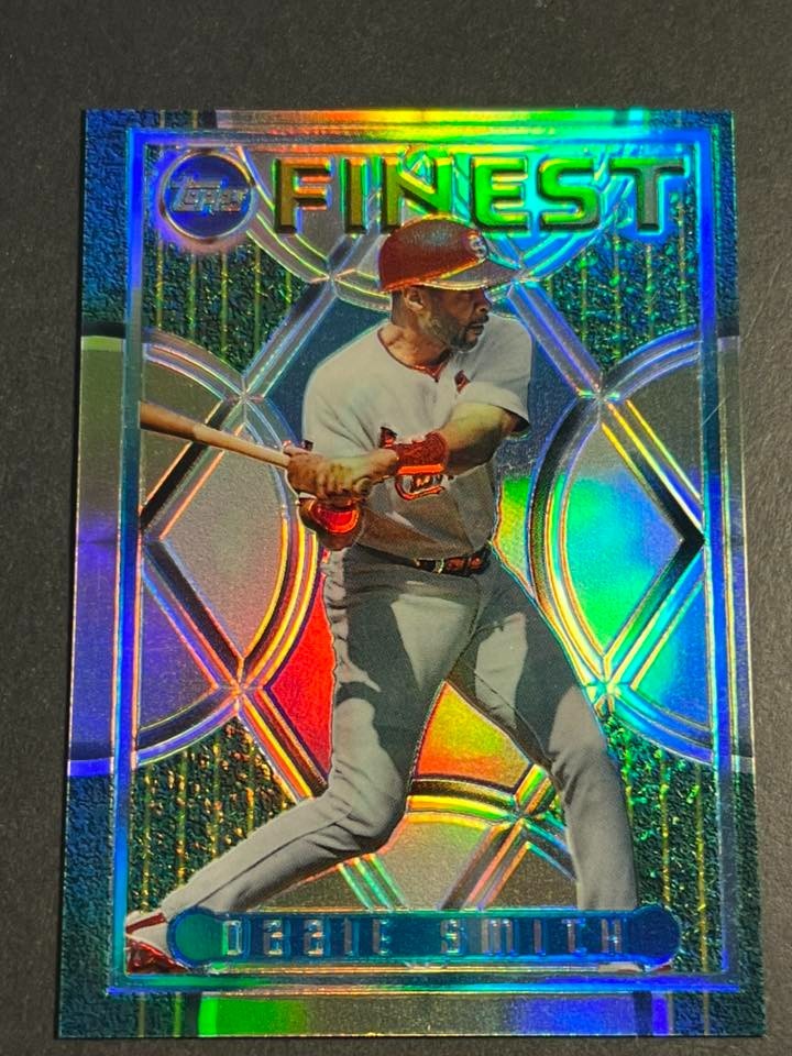 1995 Topps Finest REFRACTOR peel removed Ozzie Smith Cardinals #217