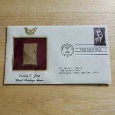 Ernest E. Just Black Heritage Series 22kt Gold Replica Stamp 1st Day w/card