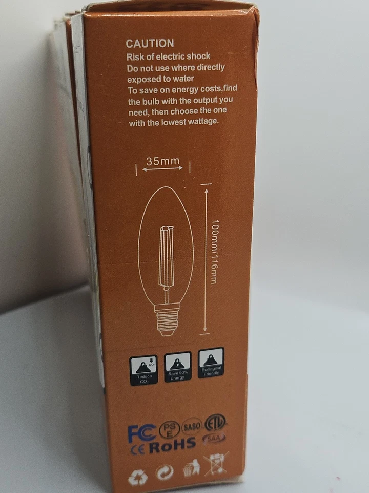 LED Filament Light Bulbs C35/C11 4Pack European Base3000K4W Frosted Dimmable(A1) - Image 4 of 4