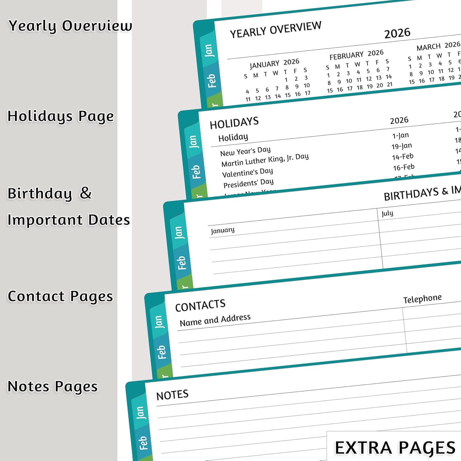 2026 Appointment Book Large 8.5"x10.5" Daily Planner Weekly Monthly Tabs Soft Co