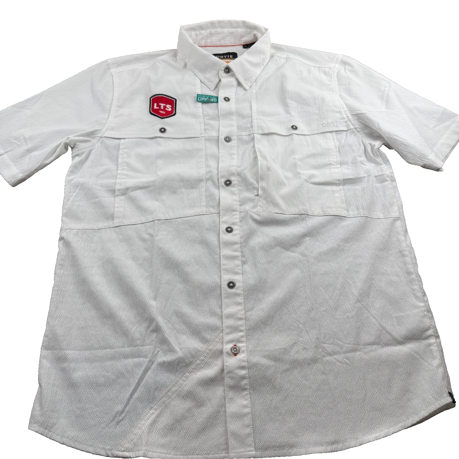 ORVIS Active Fit Performance SS Shirt UPF40 Men's M White Logo Fishing Outdoor