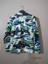 UNDER ARMOUR BOYS L/S LOOSE PULLOVER HOODIE BLUE GREEN CAMO ABSTRACT YXL VGUC