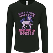 Girl Who Loves Anime  Horses Riding Mens Long Sleeve T-Shirt