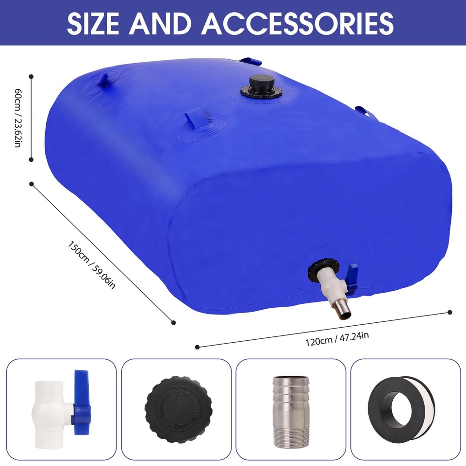 1000L/264gal Foldable Water Bladder Storage Container - Large Capacity ...