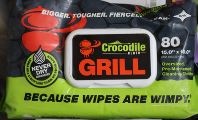 Crocodile Grill Wipes - 80 15 x 10 Plant-based Cleaning Wipes. Safe on Skin New