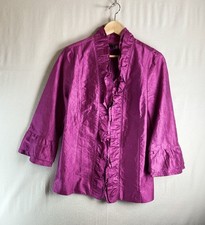Classiques Entier Atelier L Ruffle Jacket Blouse Pink Textured Dressy Elegant