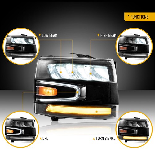 2007-2013 Full LED Reflecting Headlights For Chevy Silverado 1500 2500HD 3500HD - Picture 9 of 17
