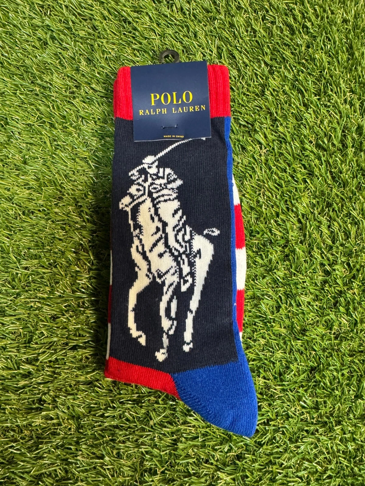 Polo Ralph Lauren Patriotic Player Big Pony Star USA P-Wing Olympics Crew Socks