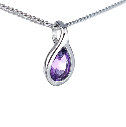 Natural Amethyst Necklace Sterling Silver Purple Pear Gemstone Handmade Boxed - Video 1 of 1