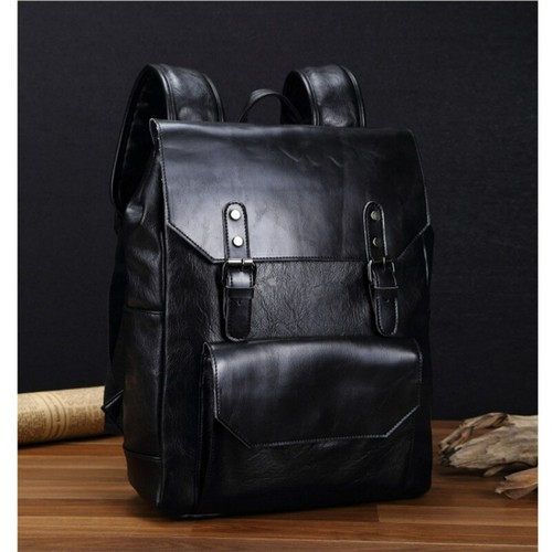 Men's Large Capacity Leather Backpack Fashionable Trend Simple Travel Backpack - Picture 12 of 24