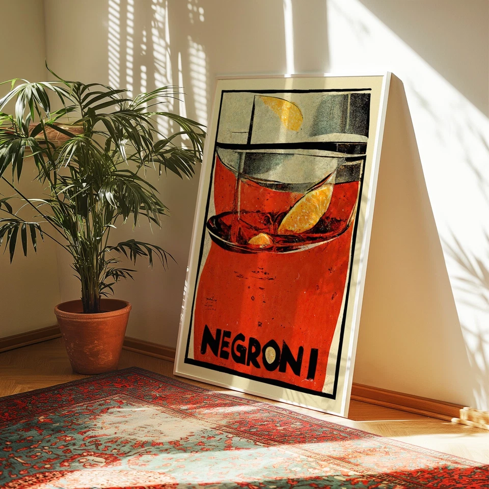 Современный плакат середины века Negroni | винтажная реклама ликера | настенное искусство ретро-бара - Изображение 4 из 4