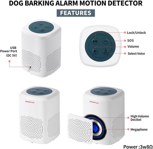 Home Security Motion Sensor Alarm - Adjustable Dog Bark Sounds & Waterproof - Picture 4 of 8