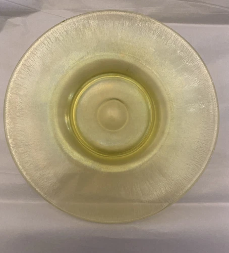Yellow depression glass plate 7 3/4 Inch.  UV Reactive