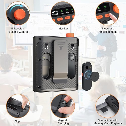 Wireless Voice Amplifier with Wireless Lavalier Microphone and Portable Speaker - Picture 3 of 9