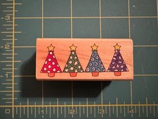 All Night Media CHRISTMAS TREE BORDER Rubber Stamp 900E