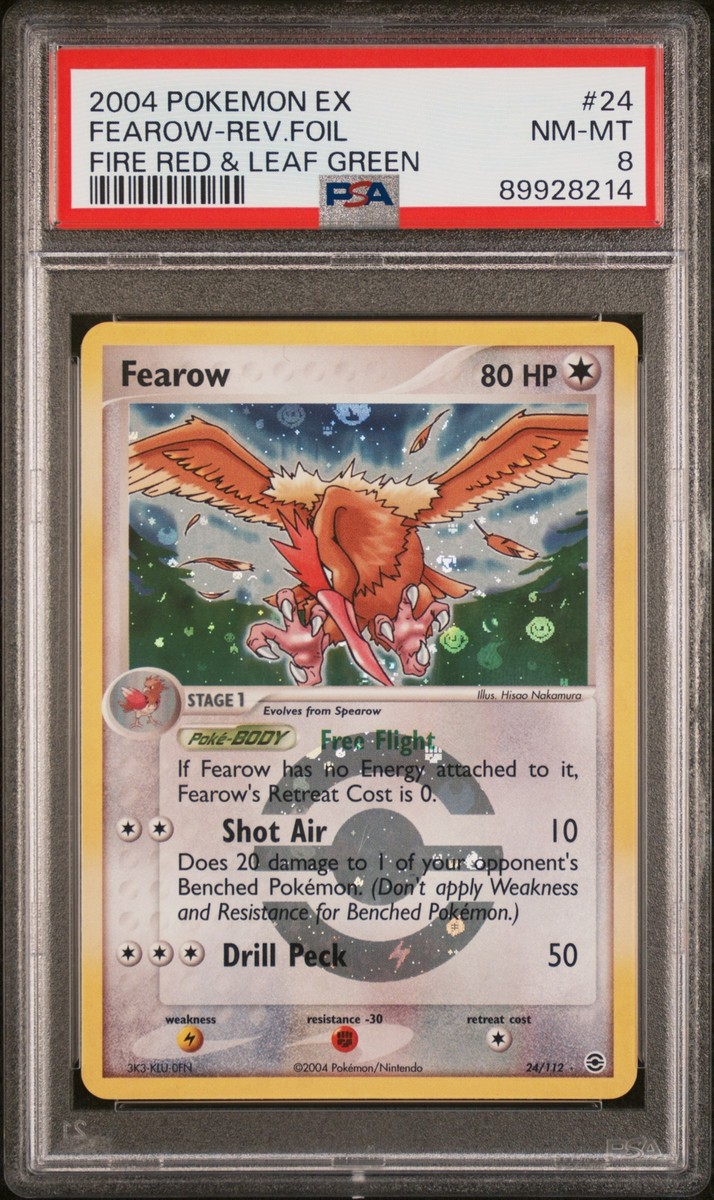 全面ホロ　強　ポケモンカード　旧裏　ファイヤー　PSA8　Holo Bleed PSA 8 Fearow Reverse Holo #24 2004 Pokemon Ex Fire Red & Leaf
