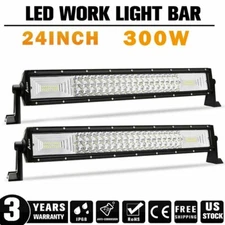 2X 24 inch 300W Spot Flood Combo LED Light Bar Driving SUV ATV Pickup Boat 22''