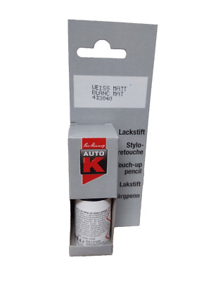 1 Lackstift Weiß matt Autolack AutoK 9ml Blanc Mat 433040