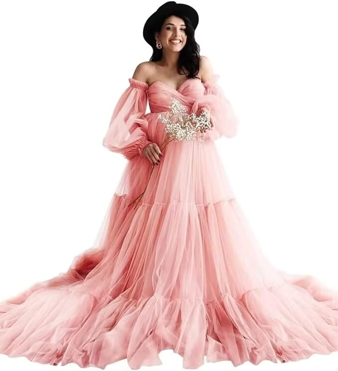 pregnancy evening dresses Momyknows Golden Sparkly Sequin Side Slit Flare Sleeve Elegant Evening Gown Boho Maternity Photoshoot Baby Shower Party Maxi Dress Golden / XL