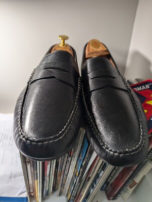 Johnston & Murphy ''Damon'' Leather Penny Loafers Black US 8.5
