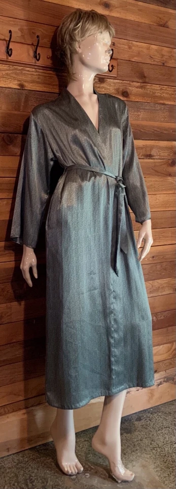 JONES НЬЮ-ЙОРК СЕРЫЙ АТЛАС РАЗМЕР МАЛЕНЬКИЙ ХАЛАТ #12851 - Изображение 2 из 4