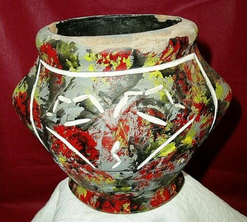 Pot en céramique espagnole peint main vase en céramique anthropomorphe - Photo 1/5