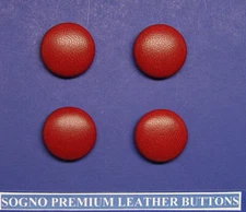 4 MADE IN USA 3/4" burgundy color real leather covered buttons, metal loop