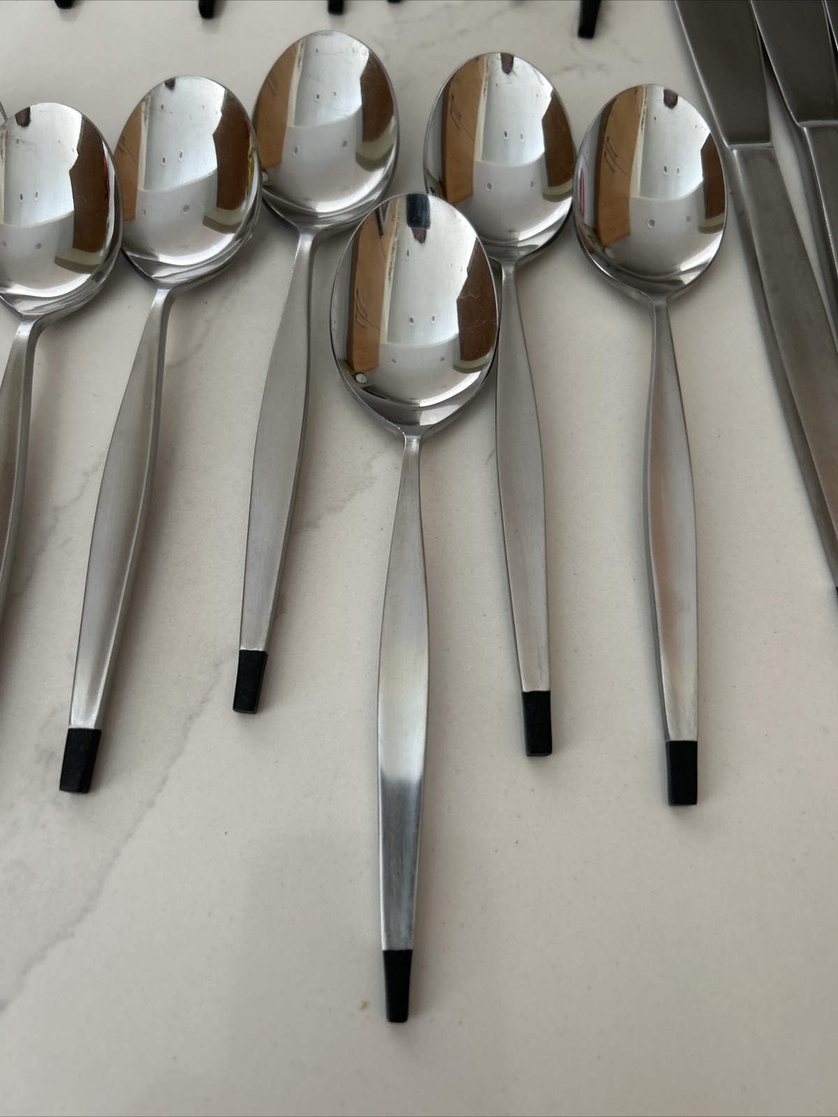 VINTAGE MCM 42 PIECE BLACK TIP WASHINGTON FORGE FLATWARE