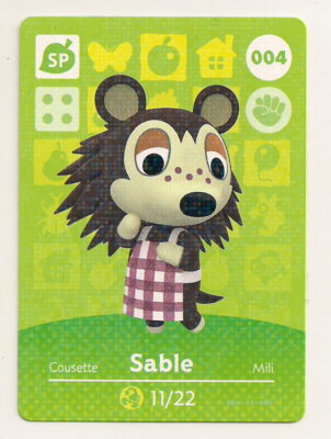Animal Crossing amiibo Card: Sable 004 04 SP Series 1 Special