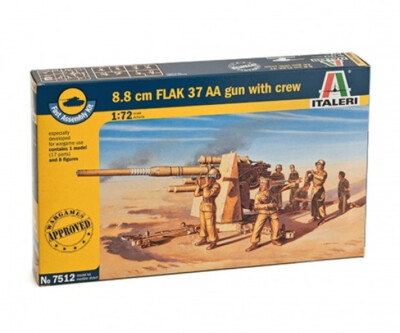 Italeri 510007512 German 1:72 Fliegerabwehrkanone 37 AA, 8,8cm Flak Figuren Deut