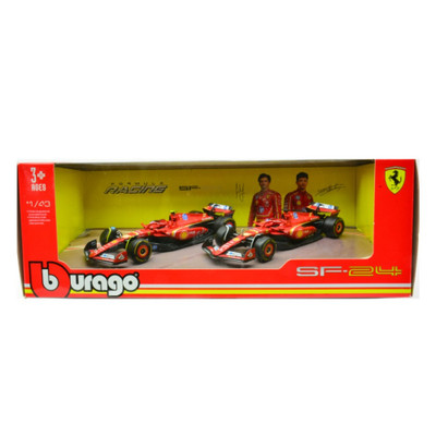 SET FERRARI 2024 N.55 CARLOS SAINZ + N.16 CHARLES LECLERC 1:43 Burago Formula 1