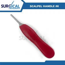 Scalpel Handle #6 Surgical Dermal Podiatry Instrument with Red Handle German Gr